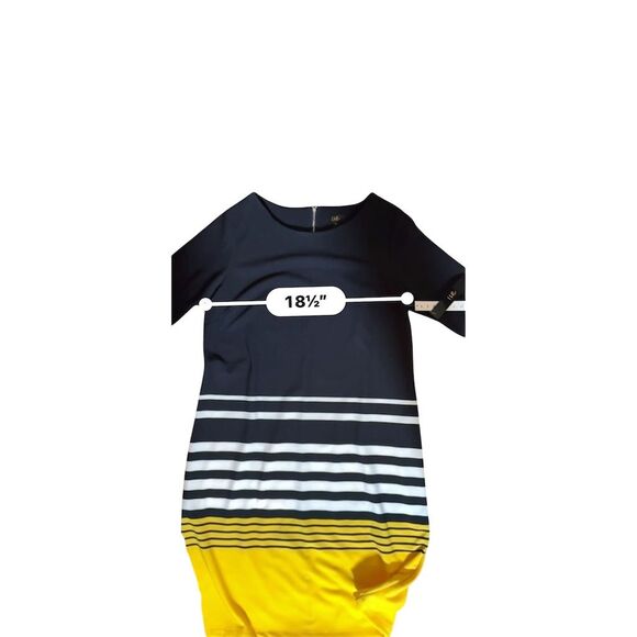 ILE New York Women's Striped Shift Dress Size 14 Multicolor 3/4 Sleeve - Picture 7 of 9